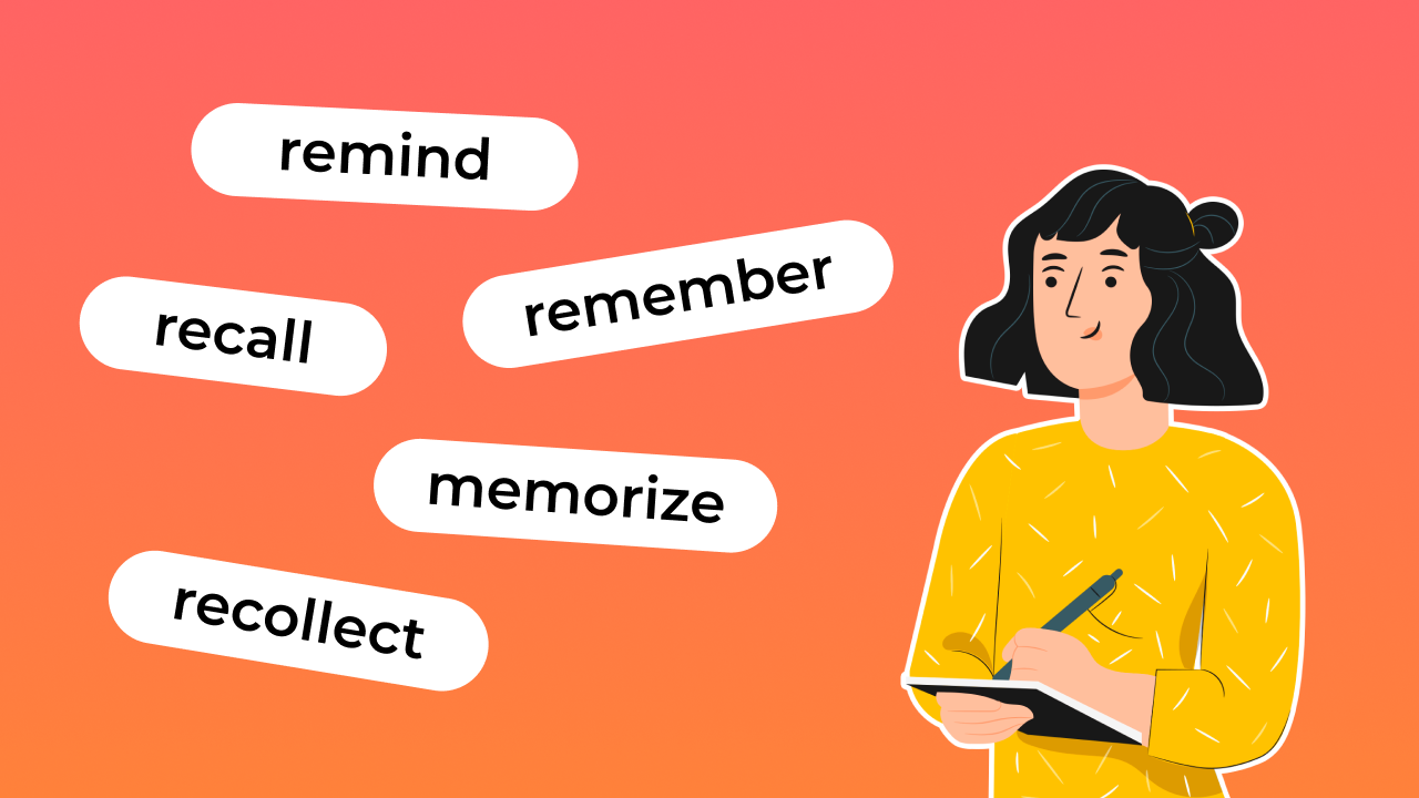 Разница в употреблении remind, remember, recall, recollect, memorize |  Lingualeo Блог